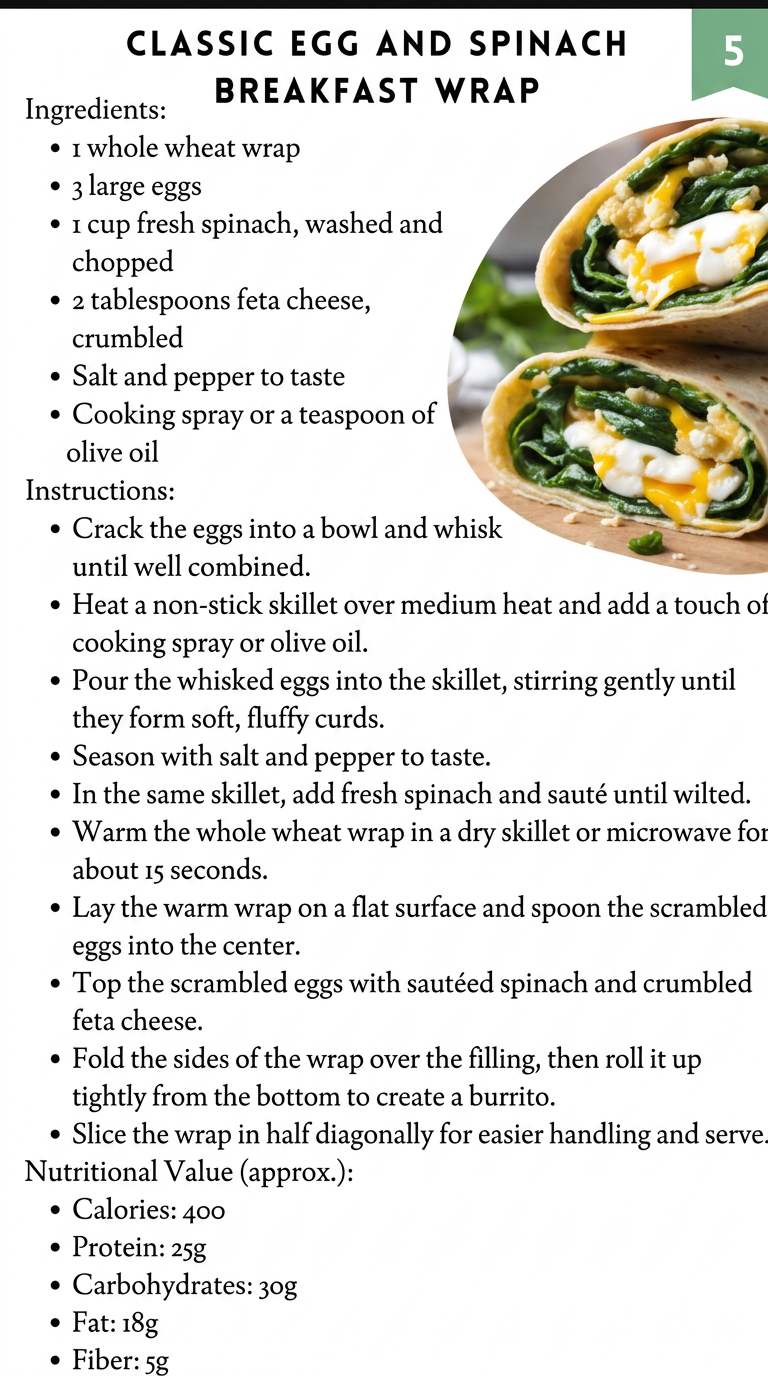 Egg & Spinach Breakfast Wrap